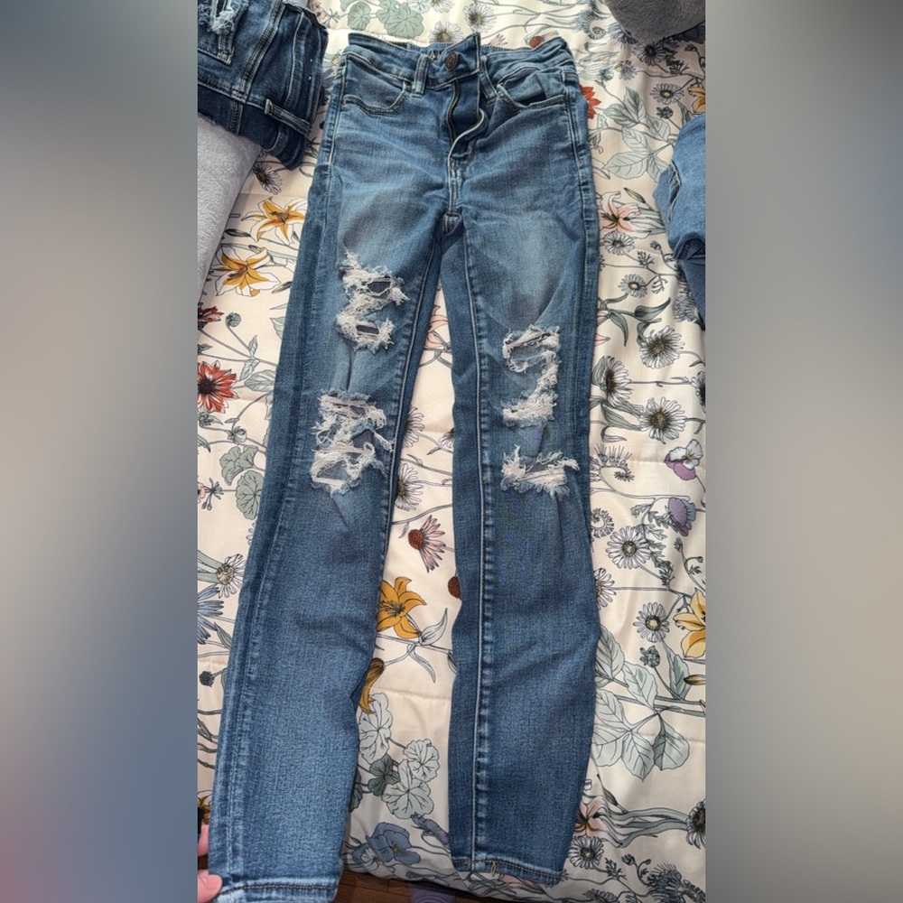 Classic Blue Distressed Skinny Jeans
